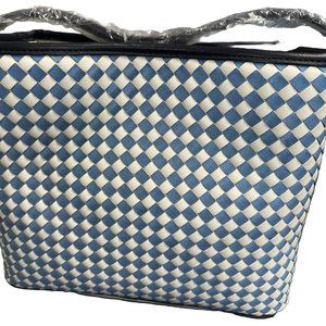 Woven Blue and White Shoulder Bag - Women